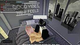 Intense fucking of cute catgirl in roblox condo with blowjob and doggystyle bent over