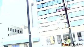 This busty blonde teen is sucking in pov, and it's hardcore action.