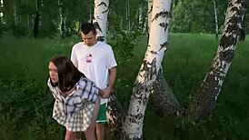 fucking my best friend's hot girlfriend in the forest while he's picking berries