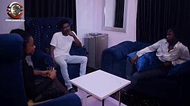 Couple and Cute African Teen 18+ Engage in Hot Doggy Style Fucking with Moaning and Tight Pussy