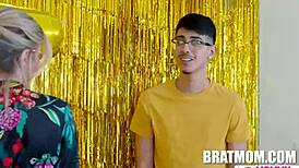 Stepmom uses glory hole on New Year's