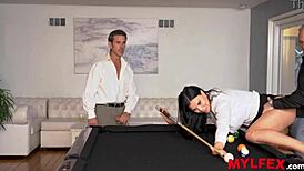 Mylfex secretary plays billiard with bosses in hardcore group action