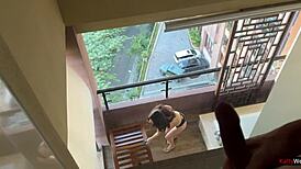 Did you see me naked on the balcony? I offered the neighbor anal sex with cumshot.