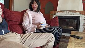 I'm touching my virgin stepson's cock for the first time