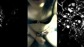 Amateur shemale khora self masturbates on webcam.