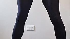 big tranny cock cumming in pantyhose stockings 😈