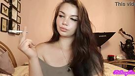 i'm watchin this xo bunny brunette latina with blue eyes smokin and blowin smoke in my face