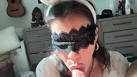 cute bunny girl sucks and fucks