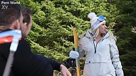 sexy snowboarder brittany bardot invites lumberjacks back for dp threesome