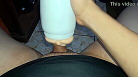 Milking My Dick While Watching Porn With Huge Fuck Doll