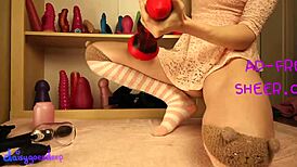 Kawaii blonde big dildo and silicone can