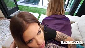 Pov Group 3some with Cougar Milf Mommy Fucking Student Nerd