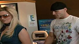 busty blonde deepthroats before taking cock in her pussy... so hot!