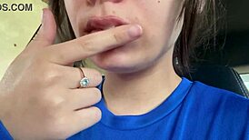 Latina lover spits in mouth, fetish play with panties and tongue 😏