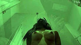 Milf in pantyhose pigtails big tits bondage blowjob with throatpie