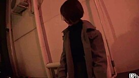 Hop walk with remote control vibrator in night alley