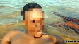 Passionate beach sex vacation with tight young couple