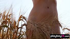 Big Boobed Blonde Canadian Milf Farmer Jenessa Dawn Posing Naked Outdoor
