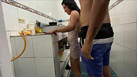 Skinny maid takes huge cock in tight pussy and loves it