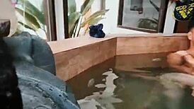 Wife comforts husband's friend in intimate moment