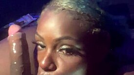 Queenko delivers a sloppy blowjob with deepthroat on monster cock