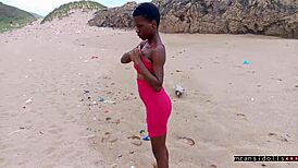 Passionate beach sex vacation with tight young couple