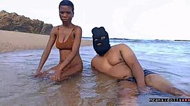 Passionate beach sex vacation with tight young couple