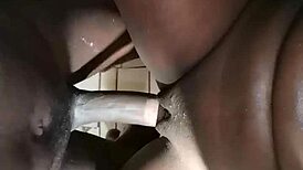 skinny girl takes big black cock in bathroom