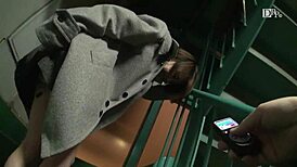 Hop walk with remote control vibrator in night alley