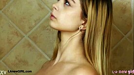 hot teen blonde took a shower after interview