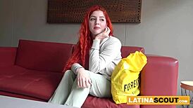 This hot colombian redhead gets stripped during a casting interview