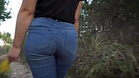 Walking Wiggle Ass in Blue Jeans