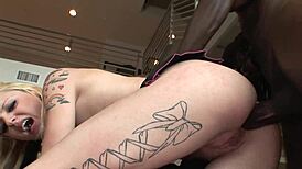 Tattooed Blonde Faye Runaway Enjoys A Ride With A Black Partner