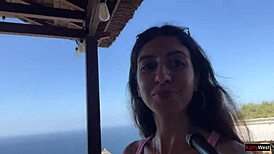 crazy cumwalk in amazing place full of people almost caught