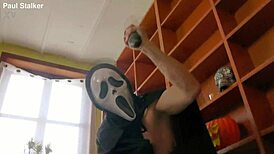 On Halloween, Mila Milan screams during hardcore rough sex and ass rimming.