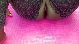 narrative unfolds with morning workout flashing wet pussy