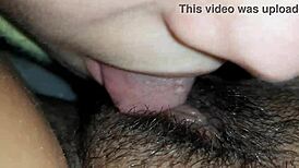 Watch This Brunette Eat Hairy Pussy Close Up!
