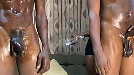 got fucked by two big dick guys with gaping pussy and creampie!