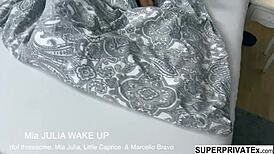 Mia, Julia, and Caprice get fucked hard in double penetration and riding.