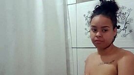 Taking a relaxing shower and fingering my tight pussy