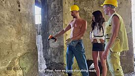 Fragile inspector gets fucked hard by workers!