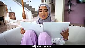 Hijab babe discovers deepthroat skills with monster cock