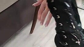 Veve Performs Balloon Popping In Latex Stockings With A Sharp!