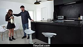 Petite Thief Gets Down On Her Knees And Begs The Home Owner Not To Call Cops - Tiny 18+Gal