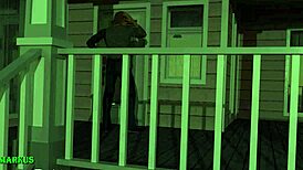 Rainy day play with shaved pussy and anal sex