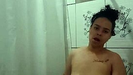 Taking a relaxing shower and fingering my tight pussy