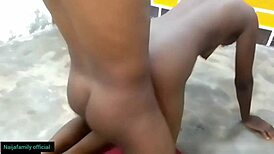 chubby black girl gets fucked in the rain, homemade naija style