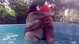 Creampie giants boobs summer pool with horny milf and monster cock