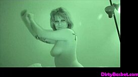 Blonde strips for her boyfriend in front of the camera