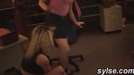 Excited With Dildo In Park Before Office Orgy